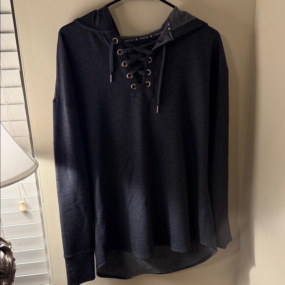 Gray Lace-Up Hoodie